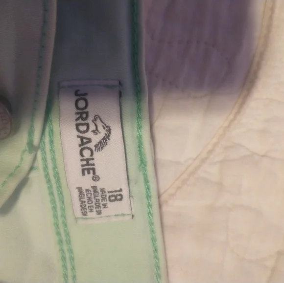 Jordache brand shorts, mint green and white tie dye, size 18 girls - Picture 3 of 7